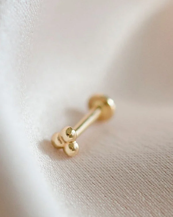 Tiny heart earrings-14k Triangle Ball Cartilage with flat back