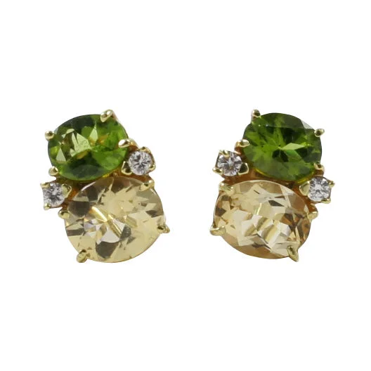 Thick bar earrings-Medium GUM DROP™ Earrings with Peridot and Citrine and Diamonds