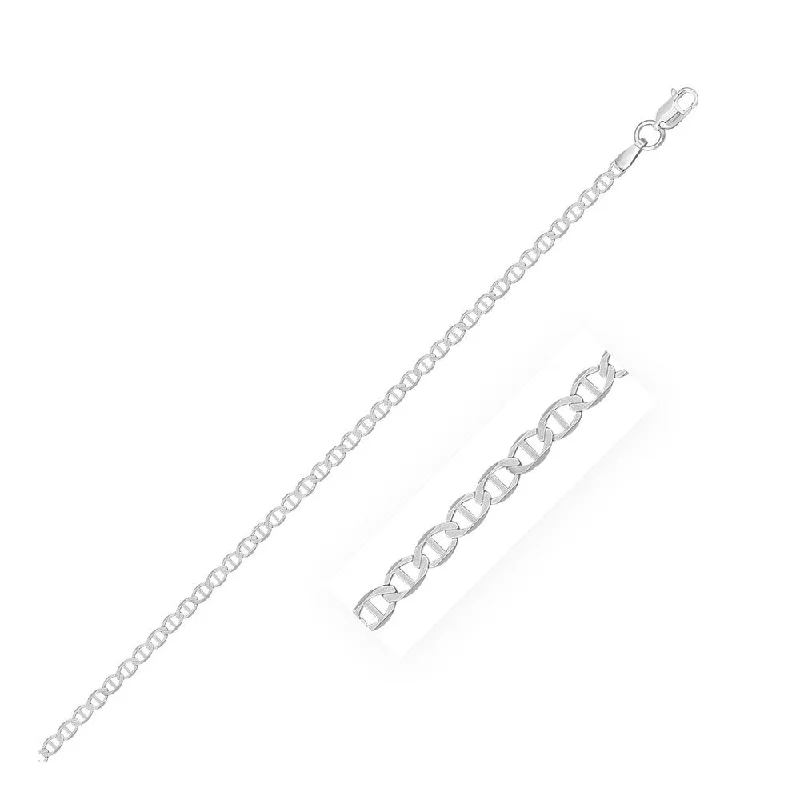 Heavy collar necklaces-2.8mm Sterling Silver Rhodium Plated Flat Mariner Chain Necklace