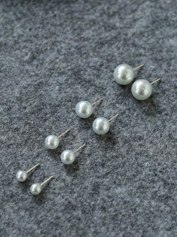 Stellar glow earrings-Artificial Australian White Pearl Stud Earrings