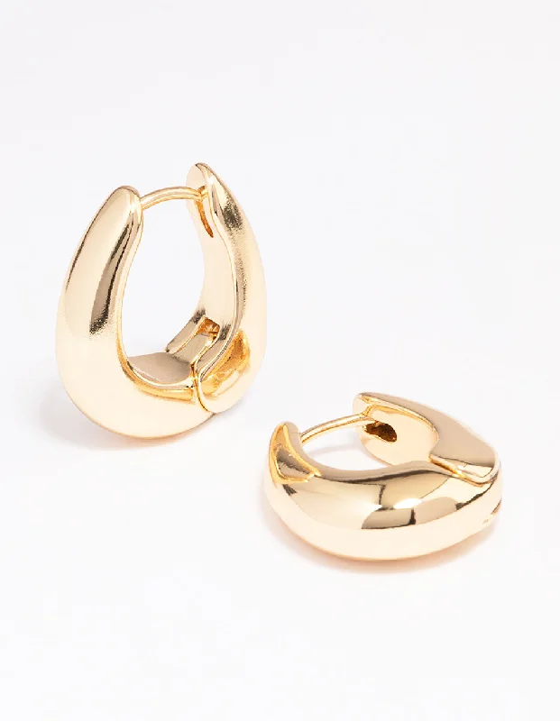 Stellar glow earrings-Gold Plated Small Bold Oval Hoop Earrings