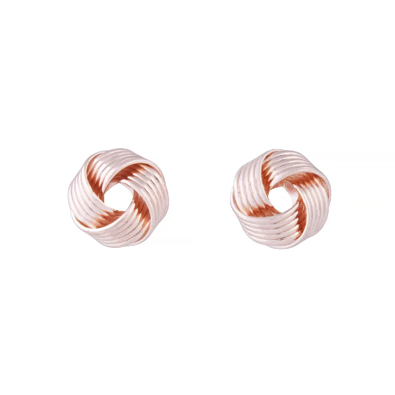 Silk fringe earrings-Rose Gold Small Twisted Knot Stud