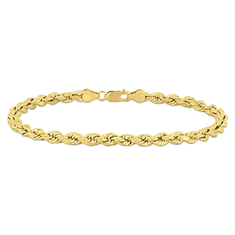 Agate bead bangles-Miadora 10k Yellow Gold Men's 9 Inch Rope Chain Bracelet (5mm) - 9 in x 5 mm x 5 mm