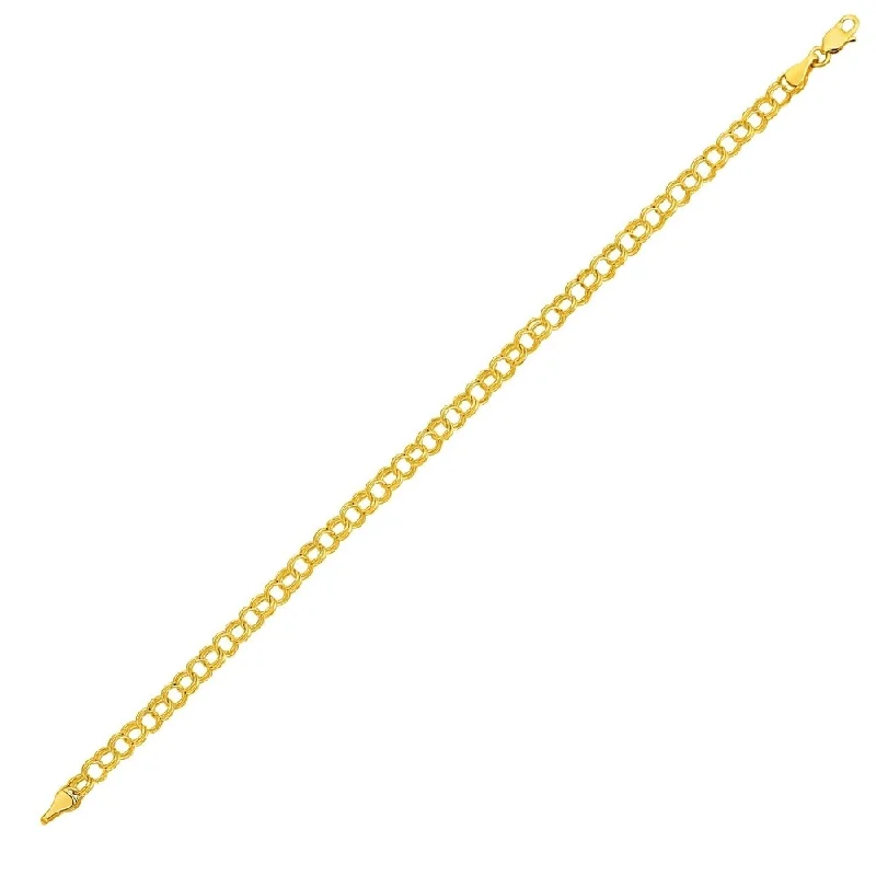 Thick chain bangles-Round Link Charm Bracelet in 10k Yellow Gold