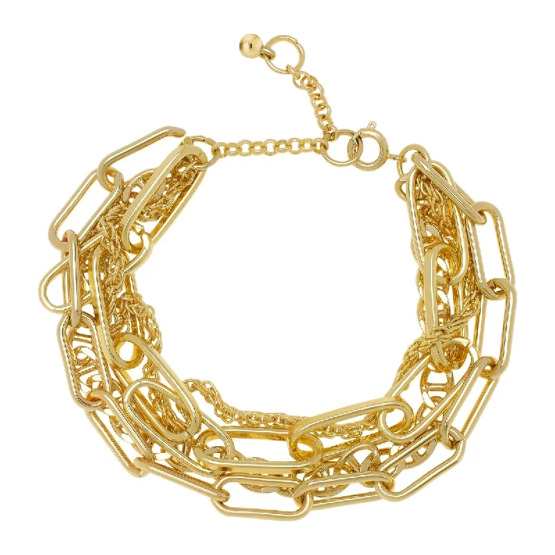 Tiny dot bangles-Victoria Townsend Yellow Gold Plated 3 Row Link Bracelet