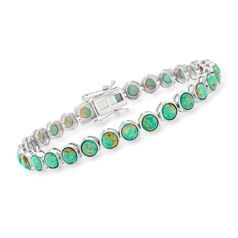 Topaz bead bangles-925 Sterling Silver Campitos Turquoise Tennis Bracelet