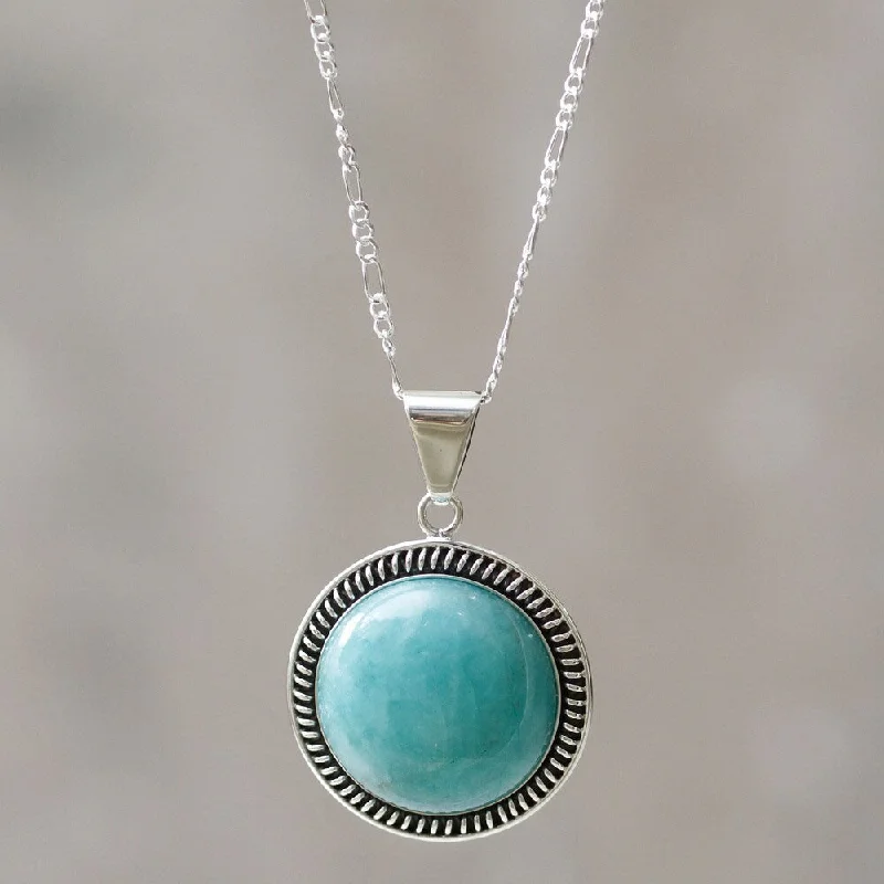 Drape-style necklaces-Andean Moon Amazonite Necklace Hand-crafted Sterling Silver (Peru)