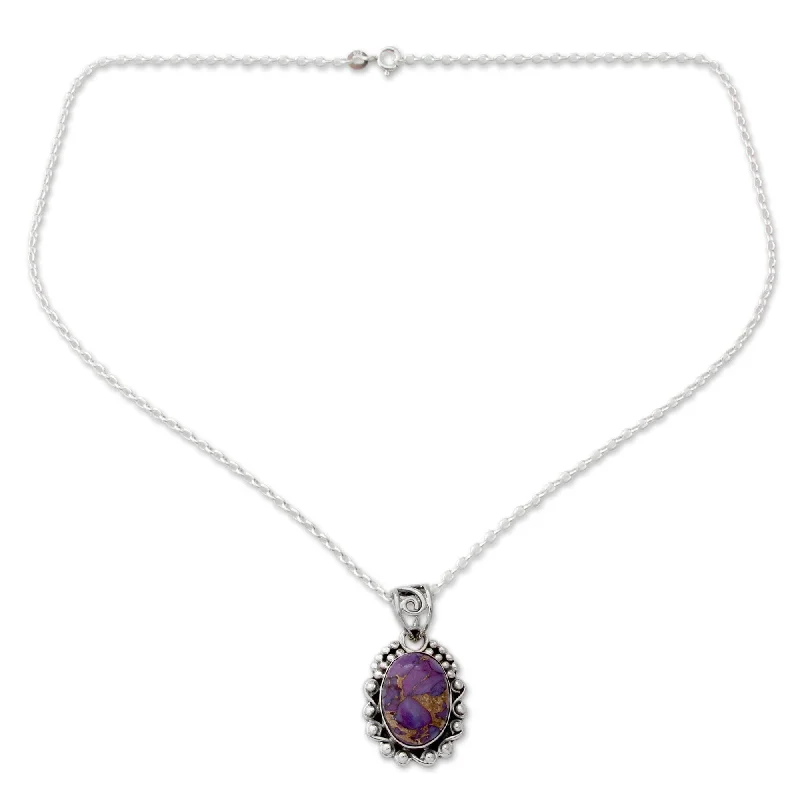 Worn style necklaces-Sterling Silver 'Purple Heavens' Composite Turquoise Necklace