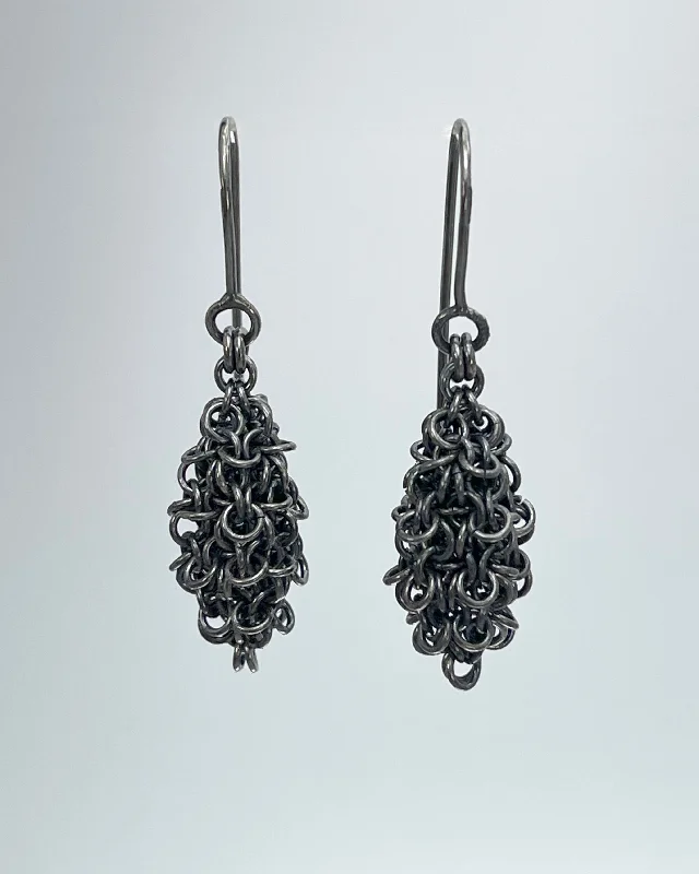 Textured disc earrings-Alison Evans Oxidized Silver Pod Earrings