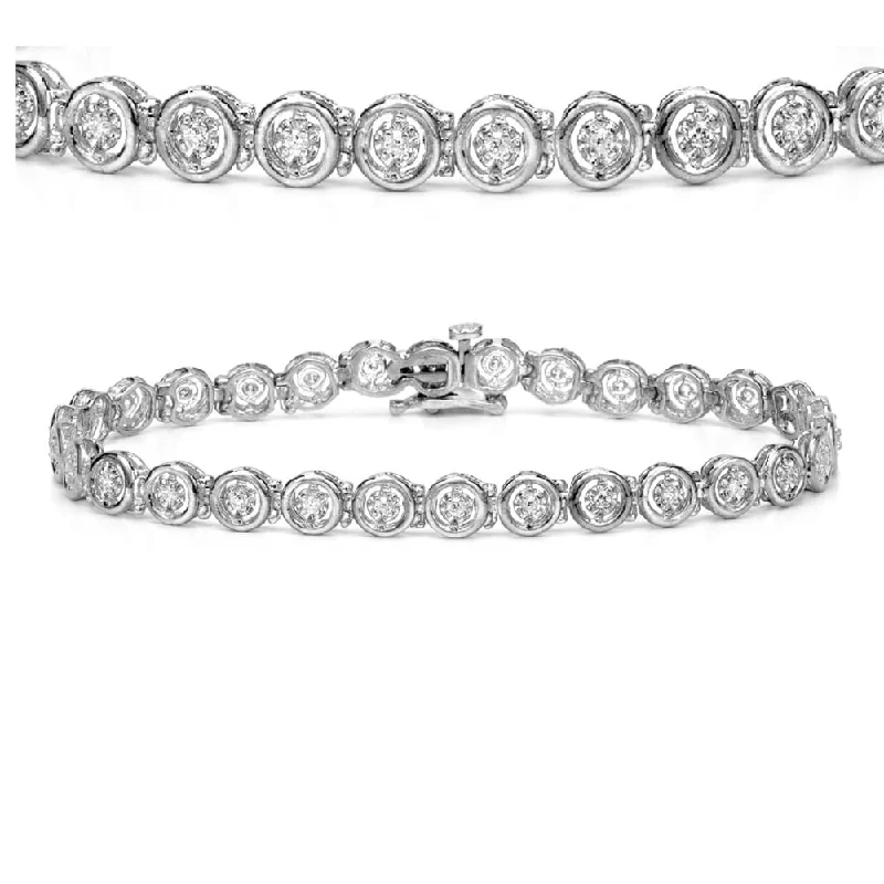 Whimsical bangles-Auriya 1/3ctw Accent Diamond Tennis Bracelet Bezel-set 14k Gold - White