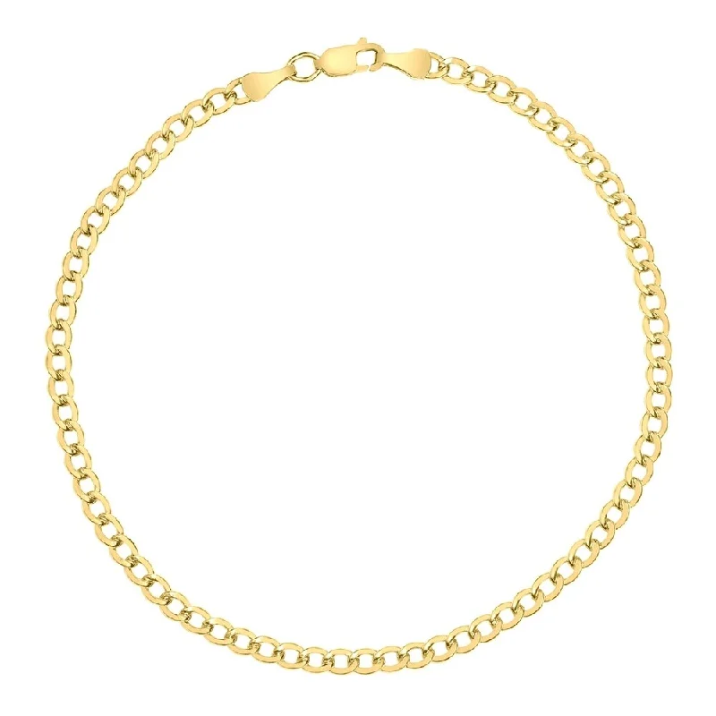 Gloss finish bangles-14K Yellow Gold Filled 3.3MM Curb Link Bracelet with Lobster Clasp