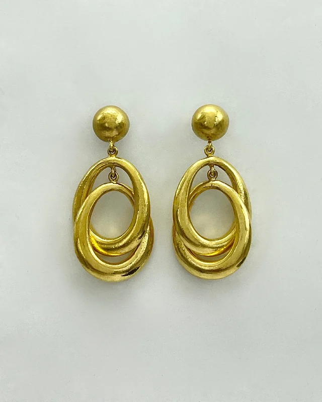 Tiered drop earrings-Vaubel Designs Double Linked Hoop Drop Earrings