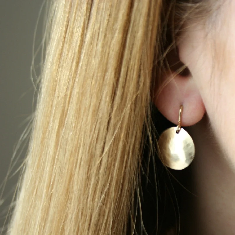 Silk fringe earrings-Gold Discs - 3 sizes