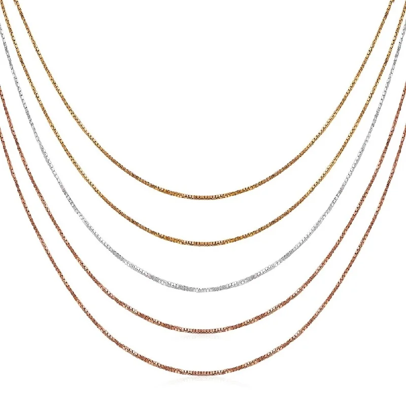 Spinel necklaces-Multi Tone Sterling Silver 5-Strand Box Chain Necklace