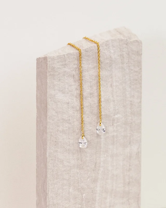 Tide drop earrings-Pear CZ Drop Earrings