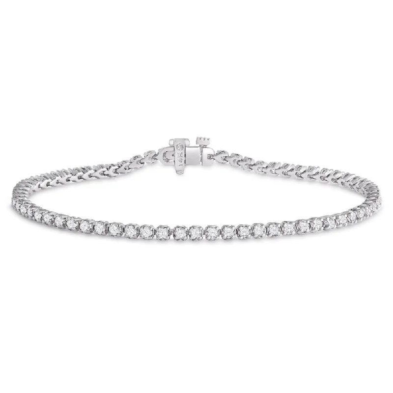 Silk cord bangles-14K White Gold 2ct TDW Diamond Tulip Bracelet