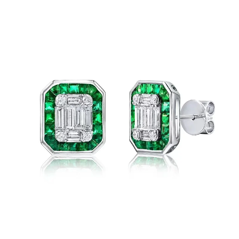 Vivid gem earrings-Mosaic Studs