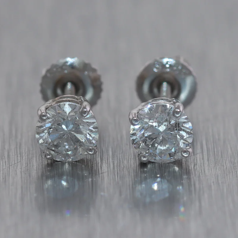 Aged bronze earrings-14k White Gold 1.50ctw Diamond Stud Earrings