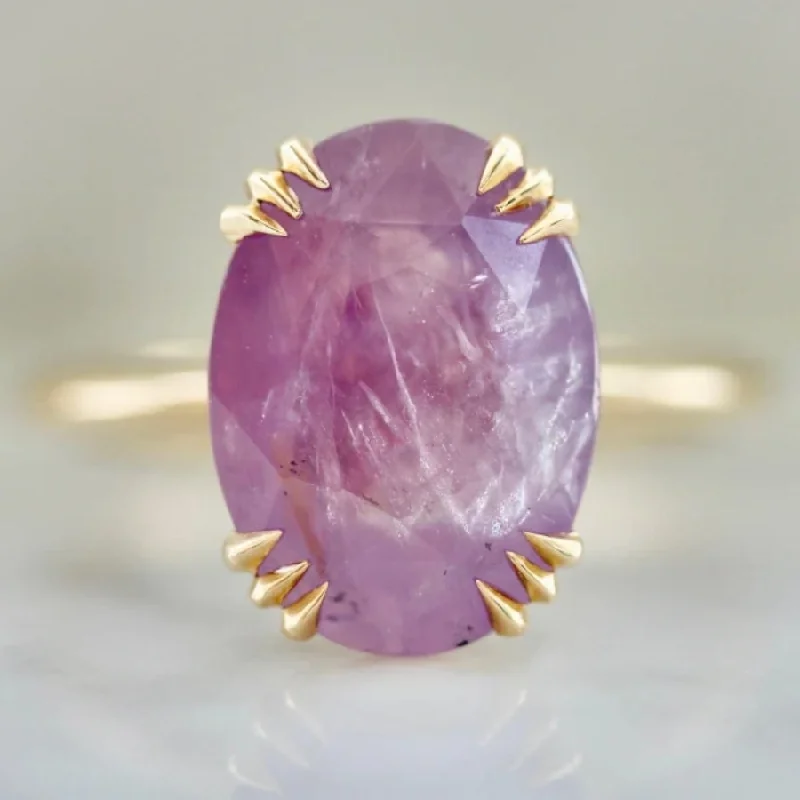 Surprise Party Pink Oval Cut Opalescent Sapphire Ring