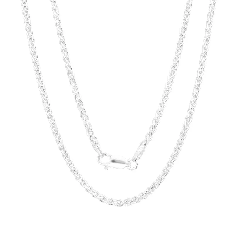 Solid bar necklaces-Sterling Silver 2.25 mm Wheat Chain Necklace by Roberto Martinez