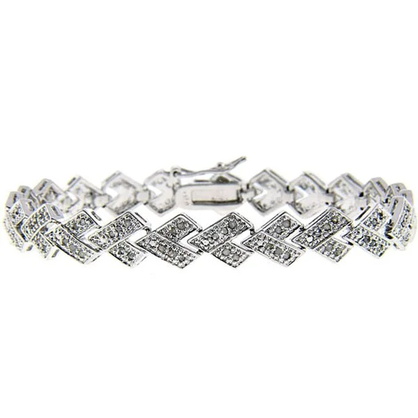 Textured letter bangles-Sterling Silver 1/2ct TDW Diamond Bracelet (J-K, I3)