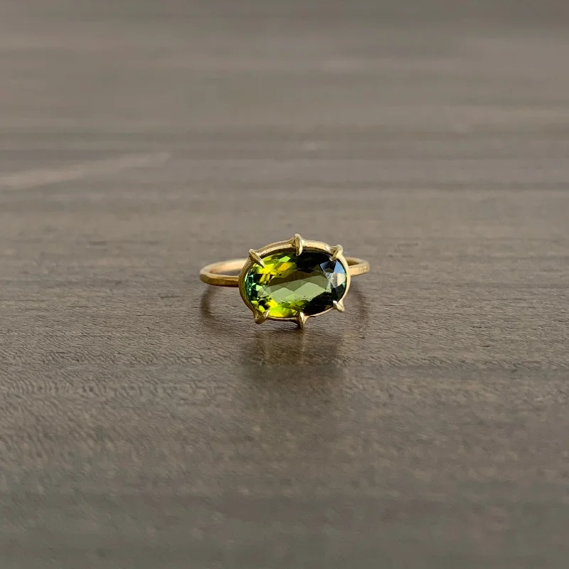 Oval Green Tourmaline Mini Gem Ring