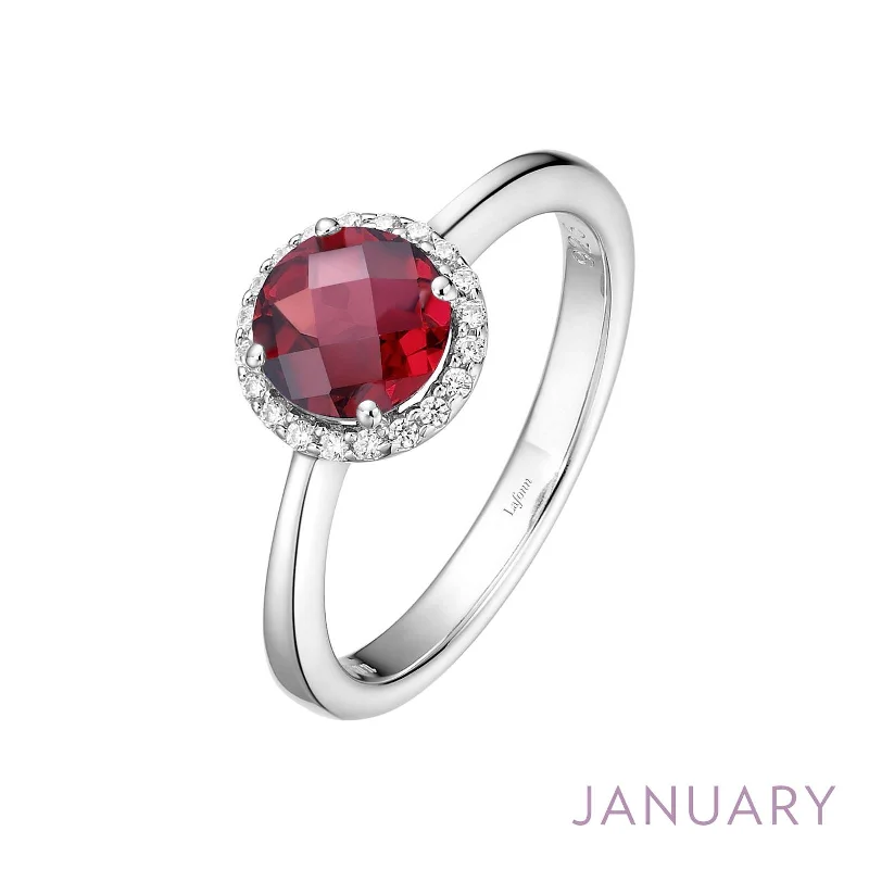 Full moon engagement rings-Lafonn Simulated Diamond & Genuine Garnet Birthstone Ring - January BR001GNP