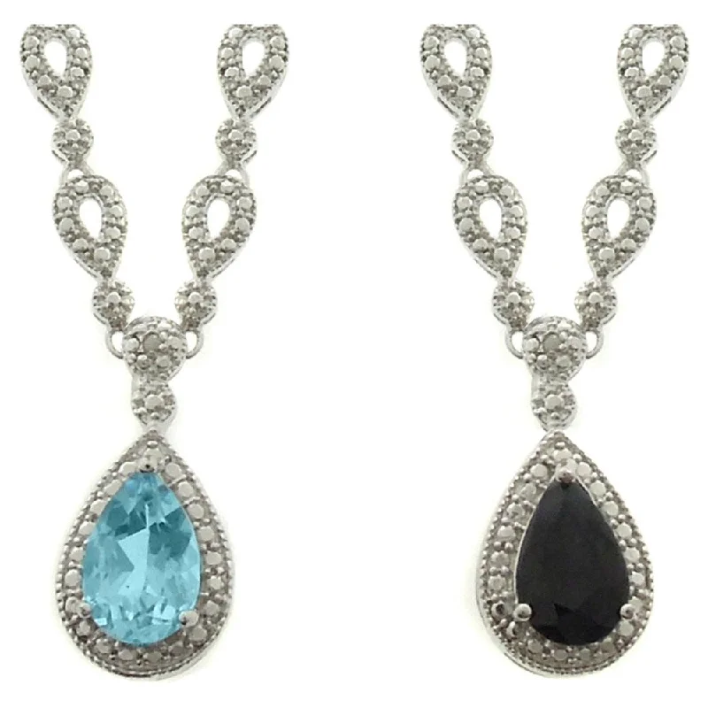 Galaxy charm necklaces-Dolce Giavonna Silverplated Gemstone and Diamond Accent Teardrop Dangle Necklace