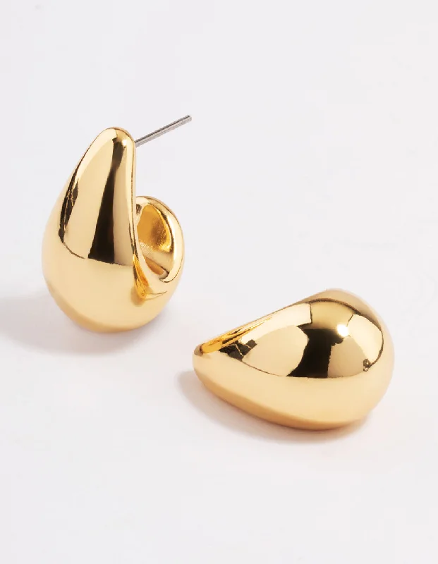 Smooth stud earrings-Gold Plated Bubble Drop Stud Earrings