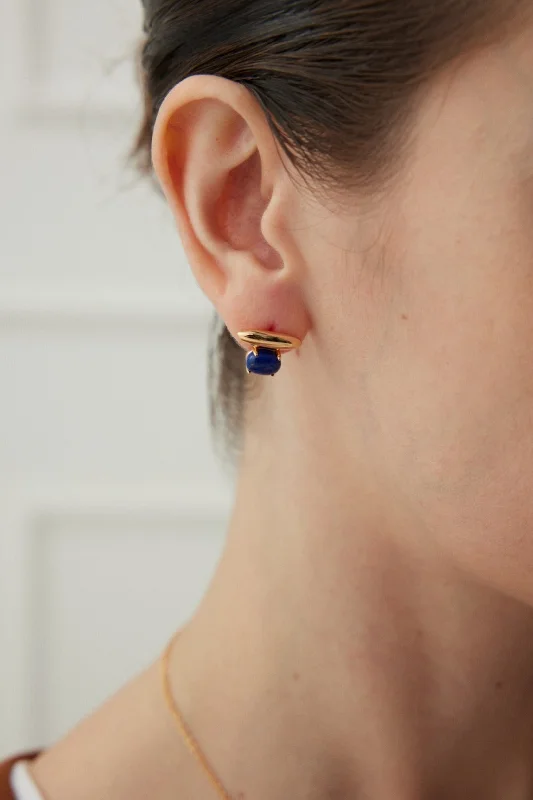 Layered drop earrings-Lapis Lazuli / Malachite Minimalist Earrings