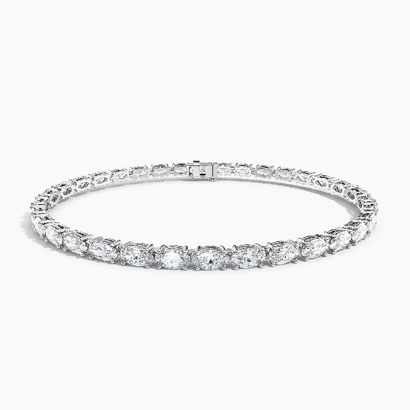 Tiny dot bangles-Auriya 14K Gold Lab Grown Oval Diamond East-West Tennis Bracelet 6.75 ct. tw. (F-G VS)