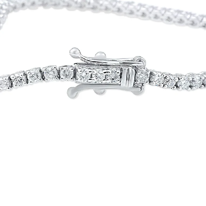 Loop charm bangles-14k White Gold 3ct TDW Flexible Diamond Tennis Bracelet