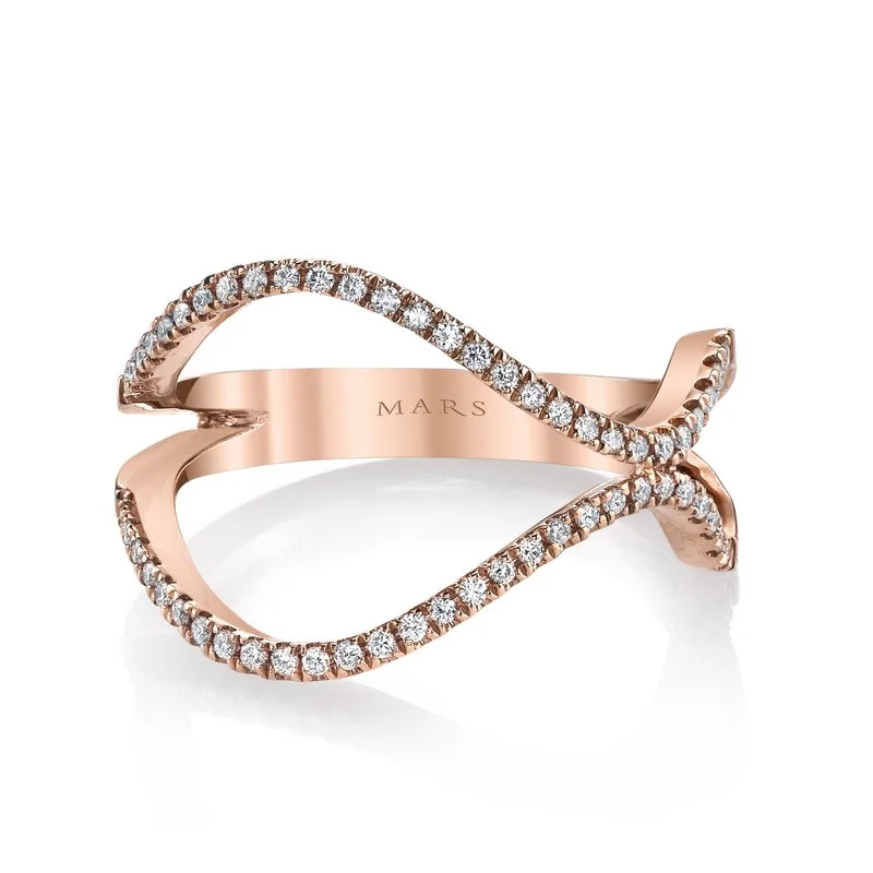 Dainty stack engagement rings-14K Rose Gold 0.22ct. Diamond Openwork Fashion Ring