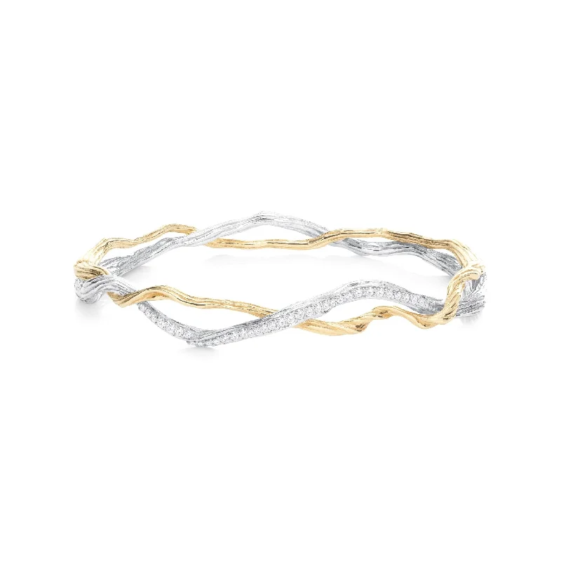 Pink gold bangles-Wisteria Bracelet in Sterling Silver & 18K with Diamonds