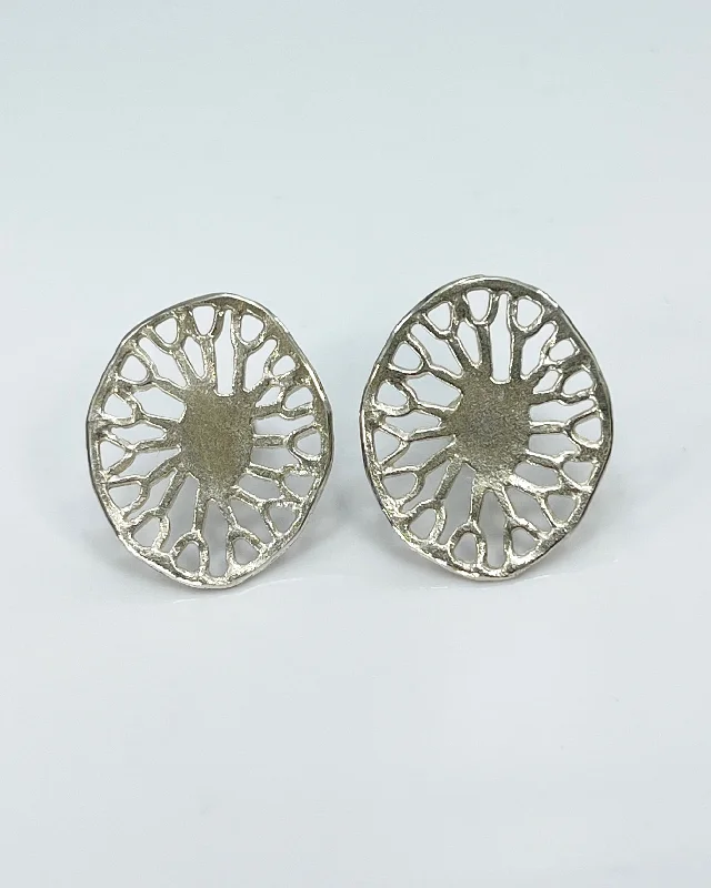 Solid ring earrings-Himatsingka Lotuspad Earrings