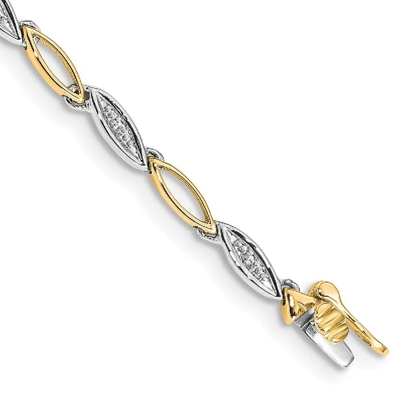 Flex thread bangles-Curata 3mm 14k Two tone Diamond 7.5inch Link Bracelet