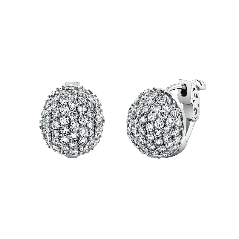 Alloy metal earrings-Pavé Dome Huggies