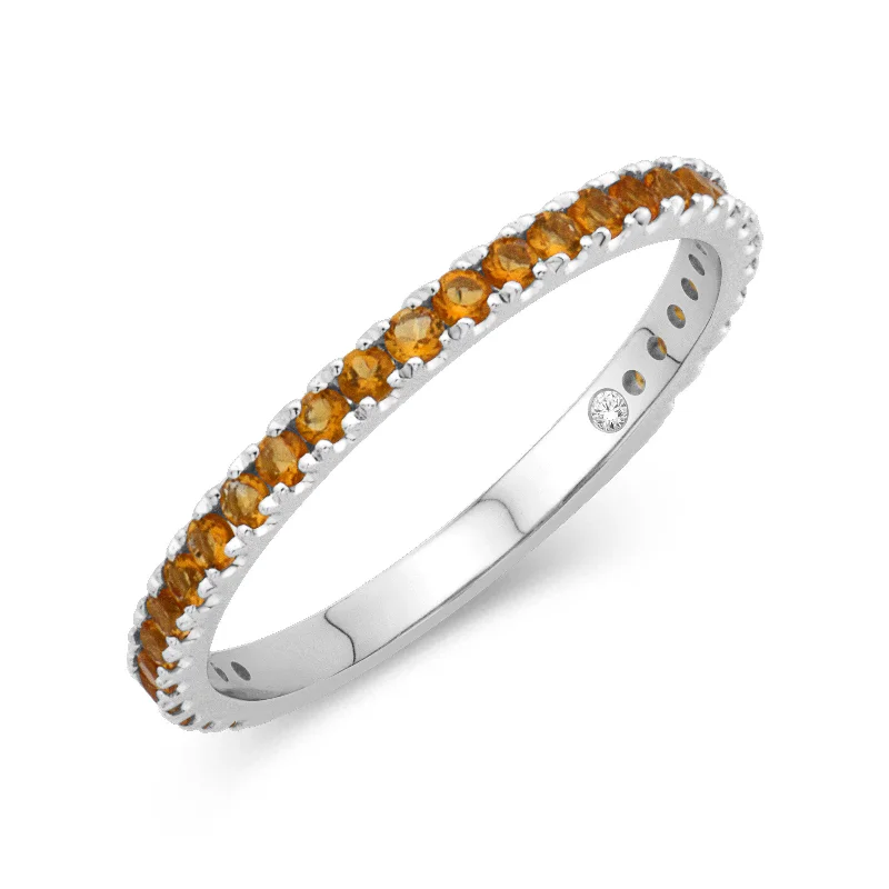 Faith charm engagement rings-14K White Gold 0.36cttw. Yellow Citrine Stackable Birthstone Ring - November