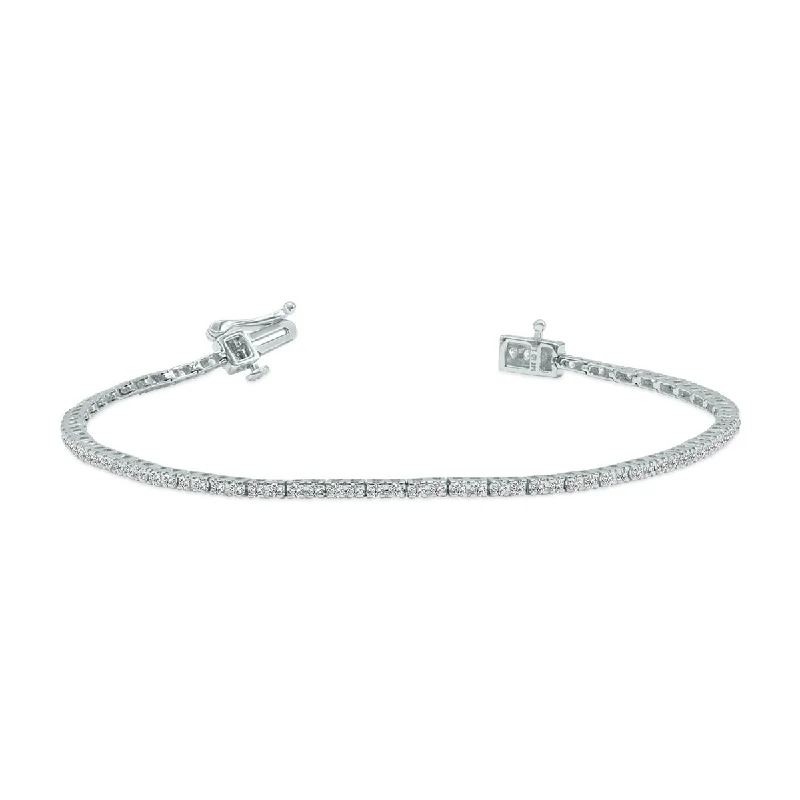 Silk tassel bangles-Marquee 1 Carat TW Lab Grown Diamond Tennis Bracelet in 14K White Gold