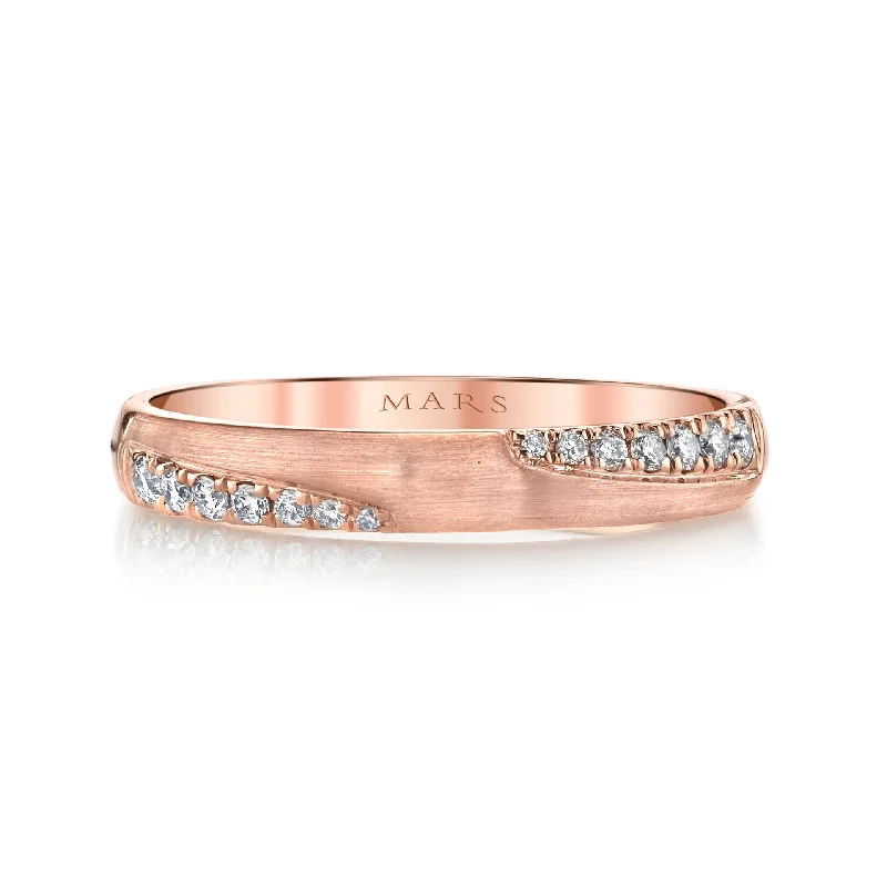 Tide inlay engagement rings-14K Rose Gold 0.13ct. Contrasting Diamond Brushed Finish Fashion Ring