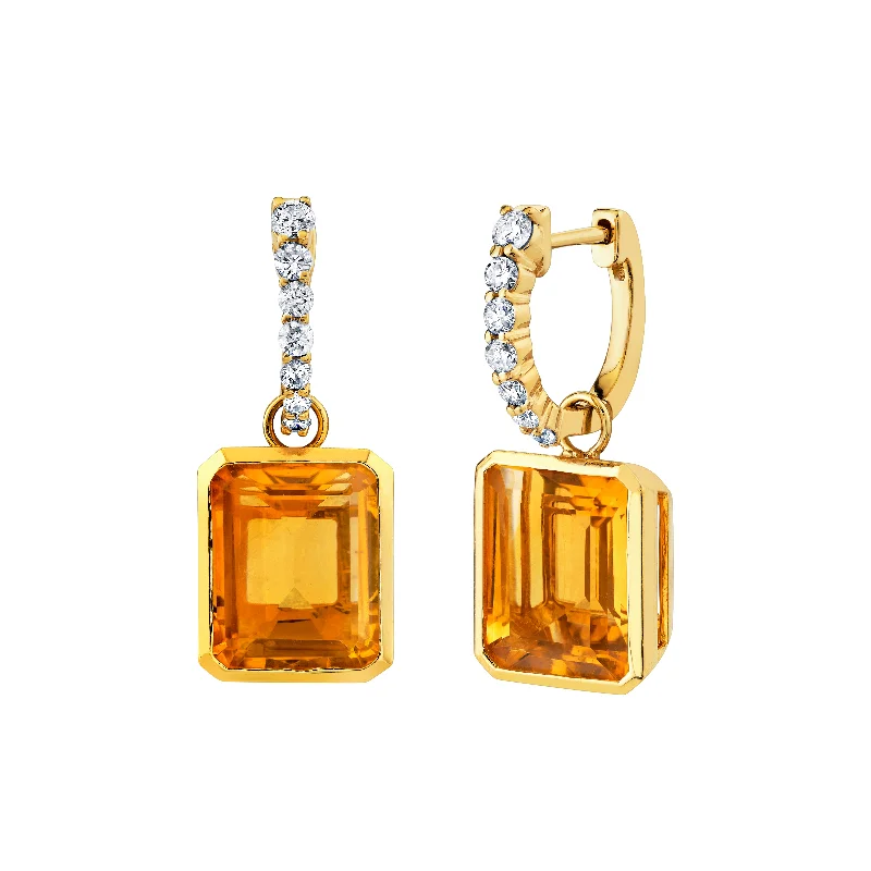 Deco style earrings-Citrine Drop Earrings