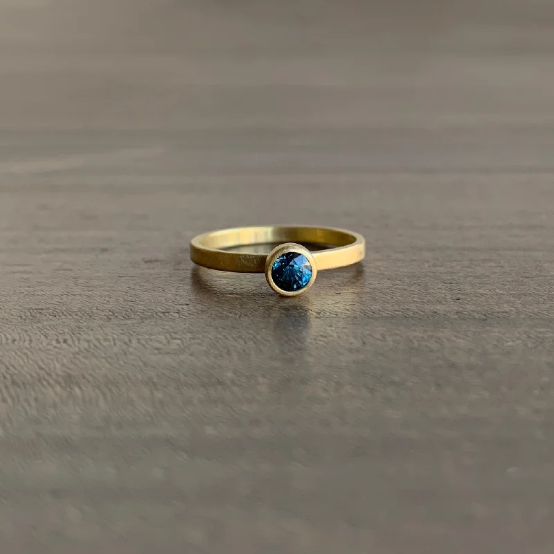 Round Blue Sapphire Stacking Ring