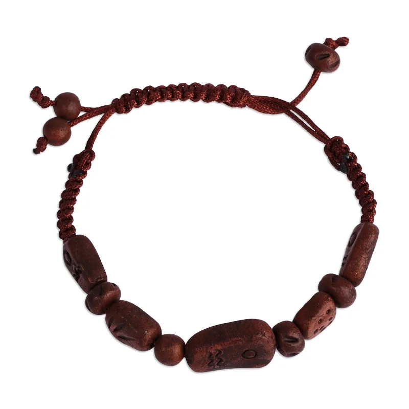 Oak grain bangles-Novica Handmade Bewitching Brown Ceramic Bead Bracelet