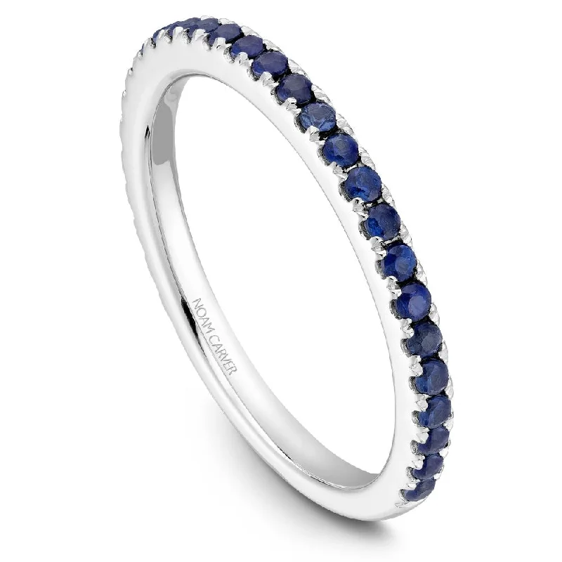 Sleek gem engagement rings-Noam Carver Stackable Collection 0.44cttw. Blue Sapphire Fashion Ring STA2-1-B