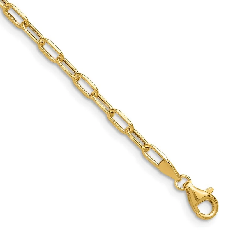 Retro deco bangles-Curata 14k Yellow Gold 3mm Semi solid Beveled Paperclip Chain BraceletOptions: 7" 8"