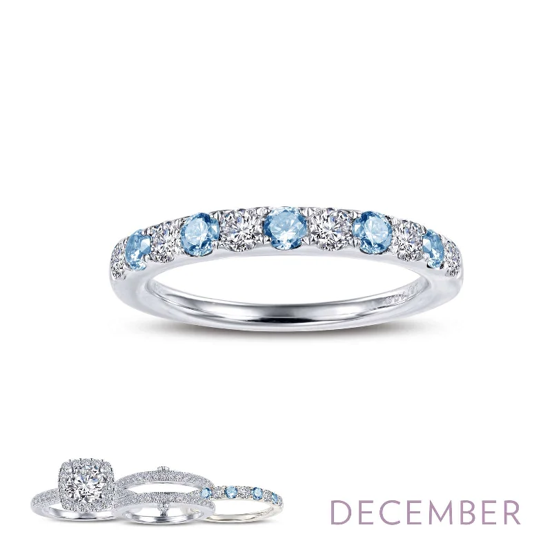 Chunky stone engagement rings-Lafonn Simulated Diamond & Blue Topaz December Birthstone Stackable Ring BR004BTP