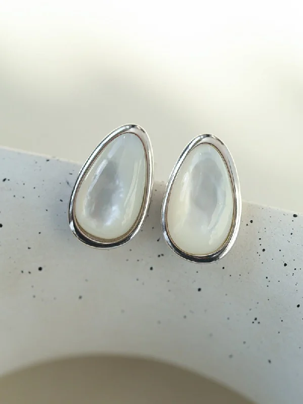 Twine bead earrings-Mother of Pearl Sterling Silver Earrings