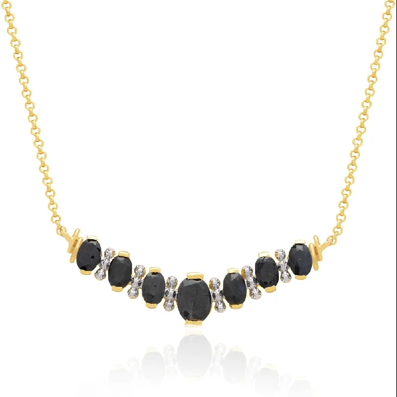 Agate gem necklaces-Dolce Giavonna 14k Gold Overlay Sapphire Necklace