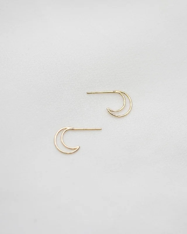 Bead braid earrings-14k Crescent Moon Earrings