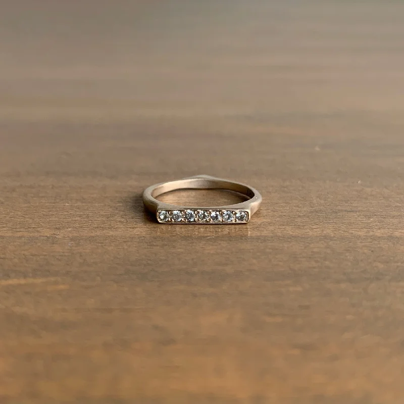 White Gold and Grey Sapphire Corazon Stacking Ring